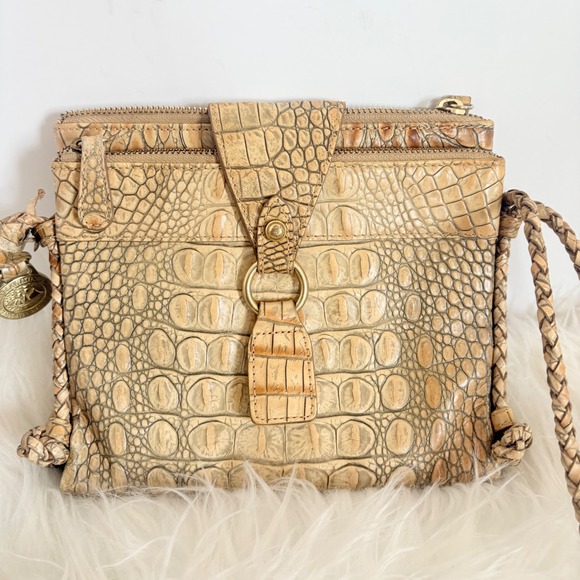 Brahmin Handbags - Brahmin Melbourne Collection Tan Croc Embossed Leather Crossbody Bag
